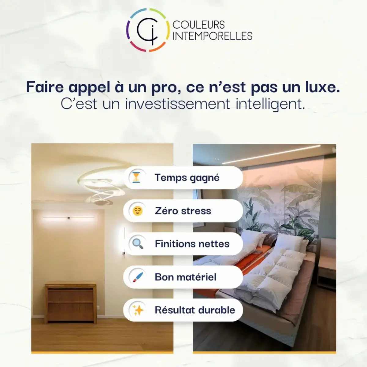 Infographie indiquant pourquoi faire appel à un peintre professionnel à Strasbourg.